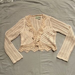 Anthropologie ecru cropped cardigan S